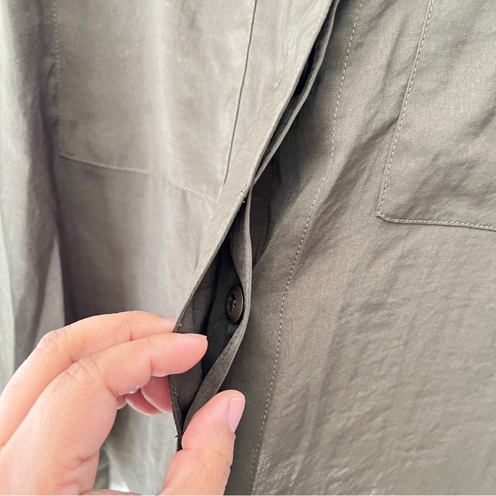 Express Utility Green Satin Button Up Long Sleeve… - image 6